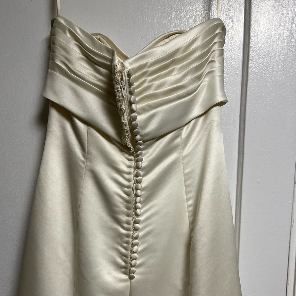 Grayal Gown in Ivory Satin Face Organza with Crystal Floral Embellishment